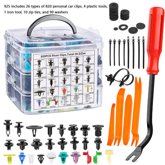 925Pcs -100Pcs Car Clips Kit Bumper Rivets Fasteners Auto Push Type Pin Retainer Trim Kit Bumper Door Trim Panel Clips Repair