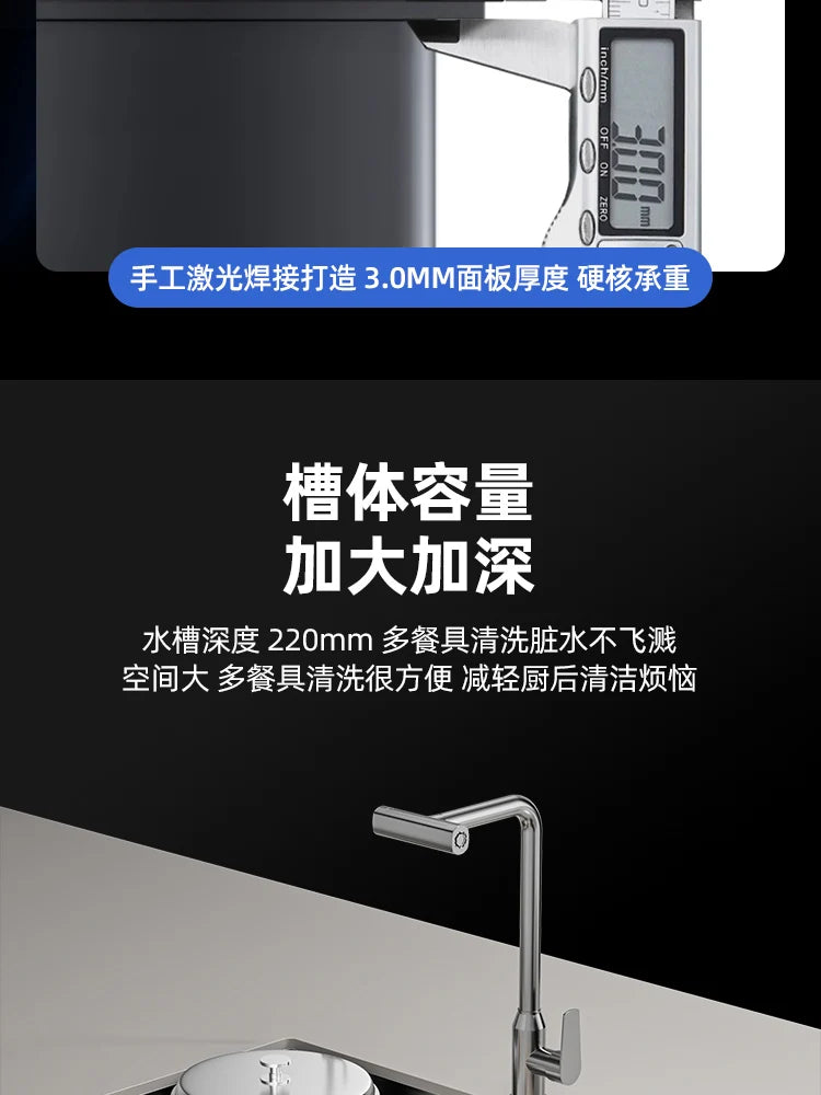Kitchen 304 Stainless Steel Sink Vegetable Basin Large Sink Household Kitchen Vegetable Basin Countertop Dishwasher