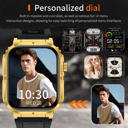 New Smart Watch For Men Women 2.01inch Large Screen Bluetooth Call LED Flashlight Sports Fitness Bracelet Waterproof Smartwatch