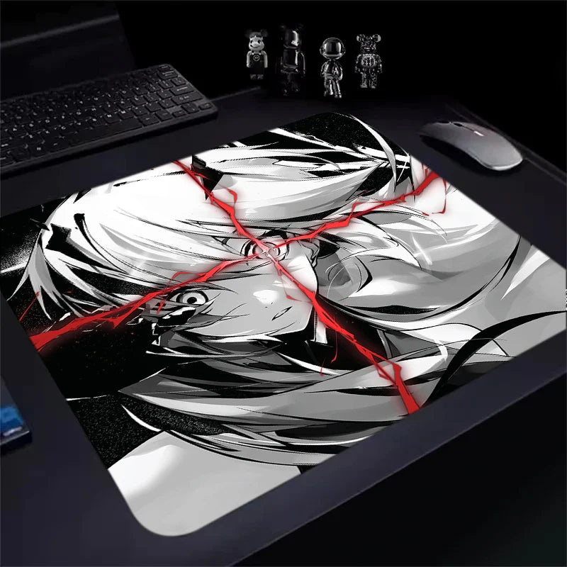 Anime Samurai Girl Mouse Pad Large Computer Office Game Table Mats 400X450 Anti-slip Rubber Waterproof Mat Desktop Keyboard Pads
