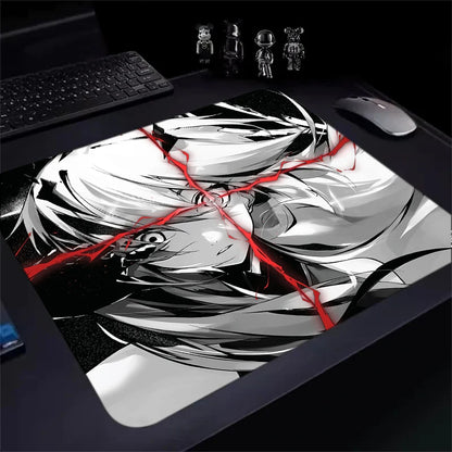 Anime Samurai Girl Mouse Pad Large Computer Office Game Table Mats 400X450 Anti-slip Rubber Waterproof Mat Desktop Keyboard Pads