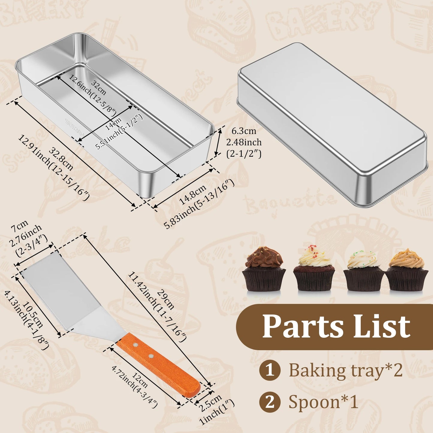 1/2Pc Stainless Steel Baking Pan Tiramisu Cake Baking Tary Easy Release Bread Pan High Temperature Resistant Loaf Tin for Baking