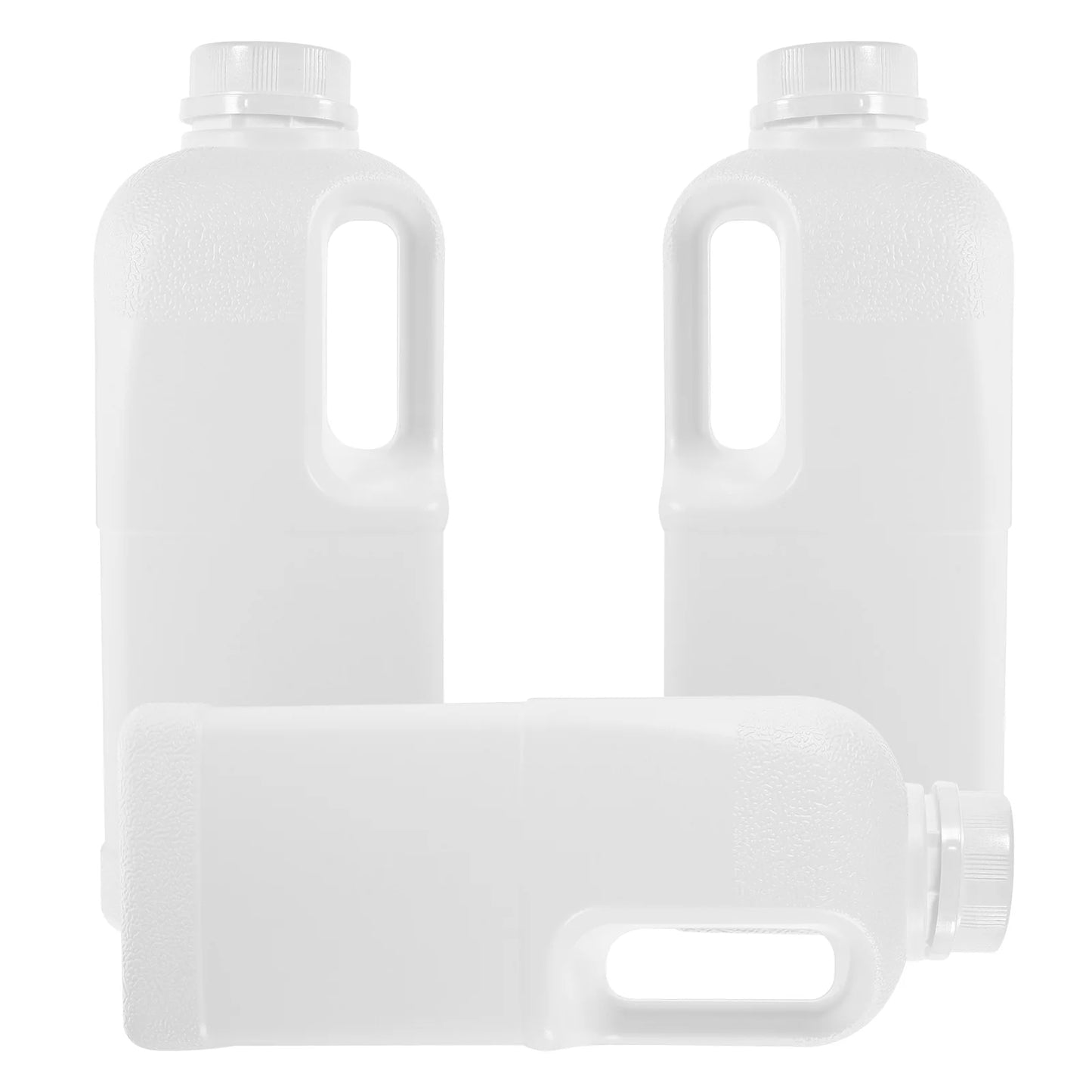 3 Pcs Food Plastic Containers 2L Square Milk Bottles With Handle Storage Jugs Beverage Dispensers Reusable Leak Proof Water