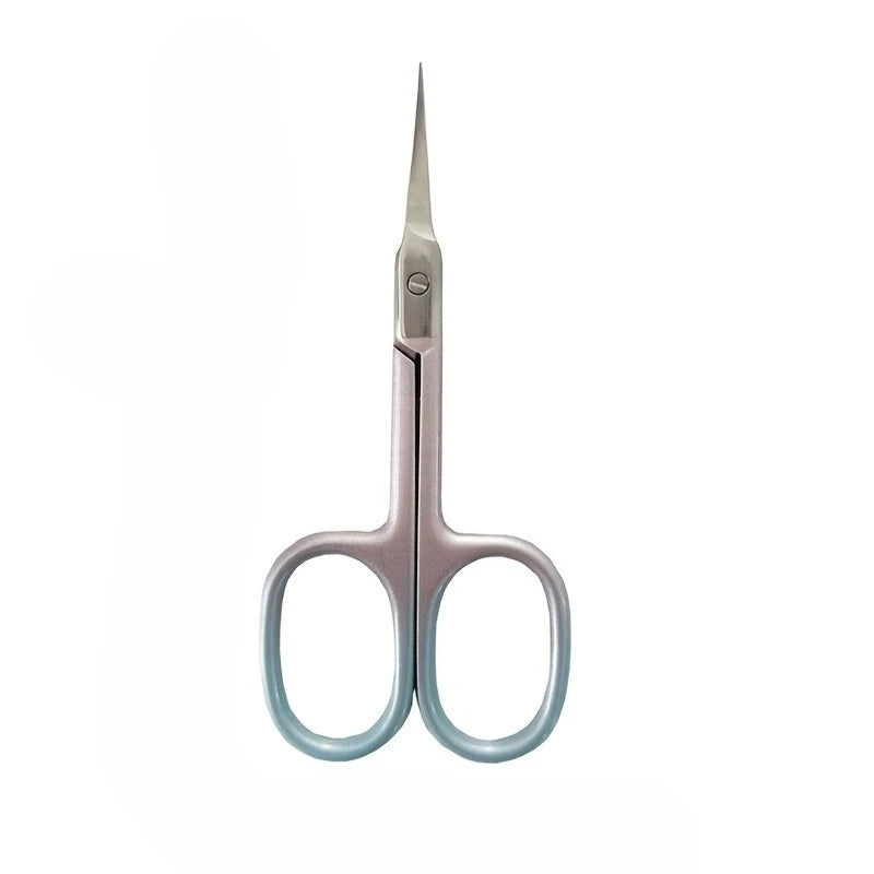 Gradient Pink Curved Stainless Steel Scissors Multi-Purpose Beauty Tool for Eyebrows Nails and Makeup Care Non-Slip Grip