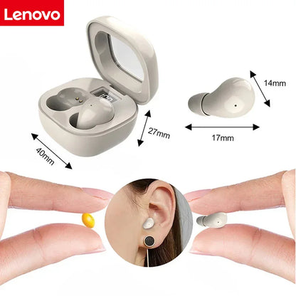 Lenovo Ultra Mini Bluetooth Earphones, Dual-Ear Sleep Gaming Earphones, Wireless in-Ear Noise Cancelling, HiFi Sound Quality