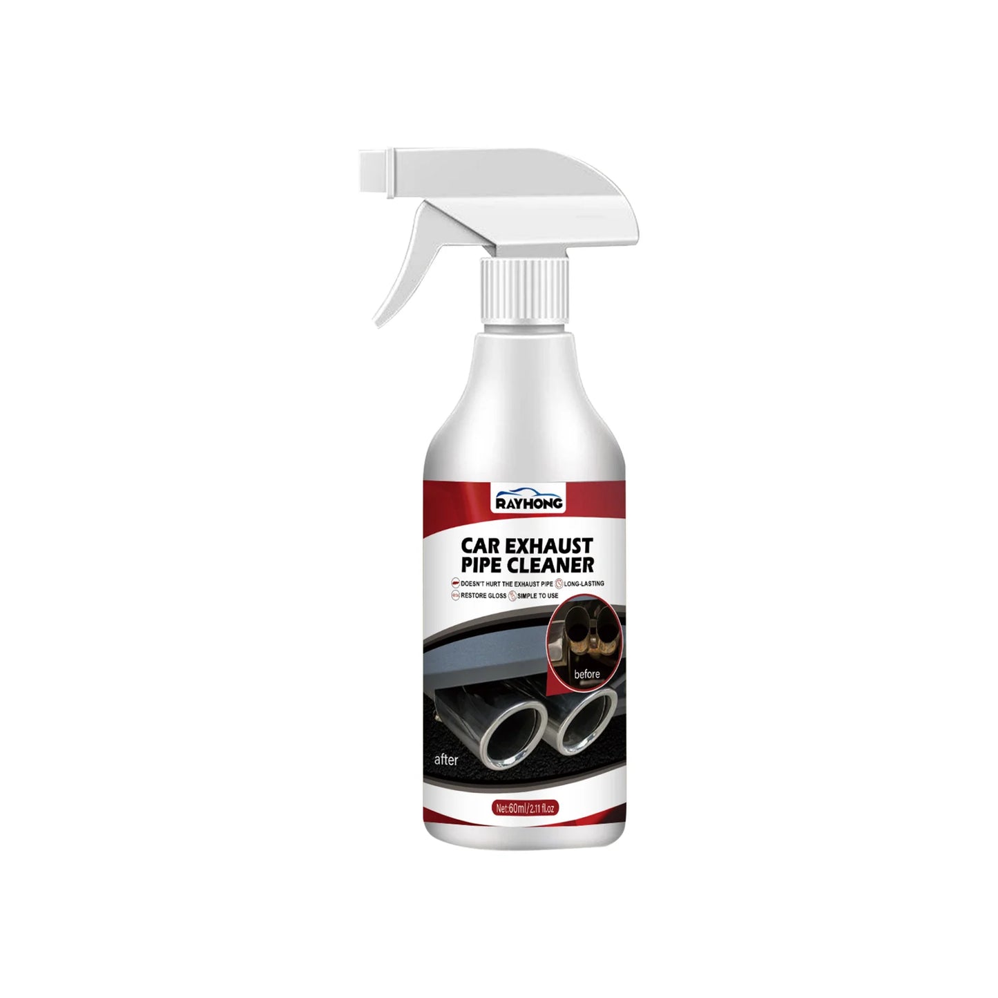 Exhaust Pipe Cleaner Spray Heavy Duty Rust Remover Car Motorcycle Muffler Carbon Deposit Cleaner Anti Smoke Engine Polish 60ml