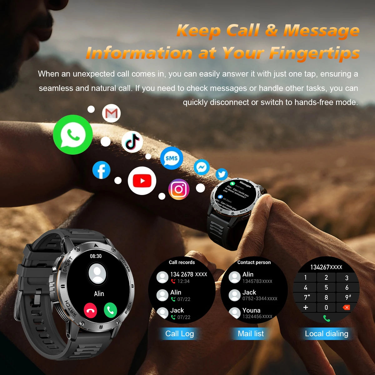 2025  Smart Watch Wireless Calling Weather Forecast Magnetic Charging Waterproof LED Flashlight Men smartwatch For Android IOS