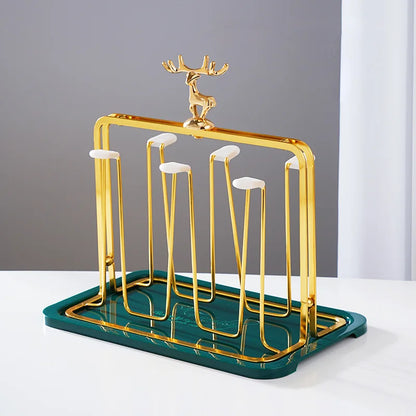 GIANXI Cup Storage Rack Nordic Reindeer Decorative Iron Cups Holders Household Water Cup Storage Drain Cup Holder