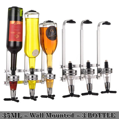 Alcohol Liquor Dispenser 1-6 Bottle Wall Rotating, Mounted Cocktail Shaker Stand Whisky Wine Beer Alcohol Bar Beverage Dispenser
