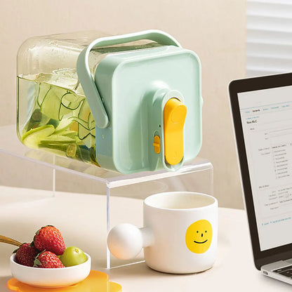2.3L Portable Plastic Drink Dispenser with Spigot Refrigerator Beverage Liquid Drink Container Water Container for Party