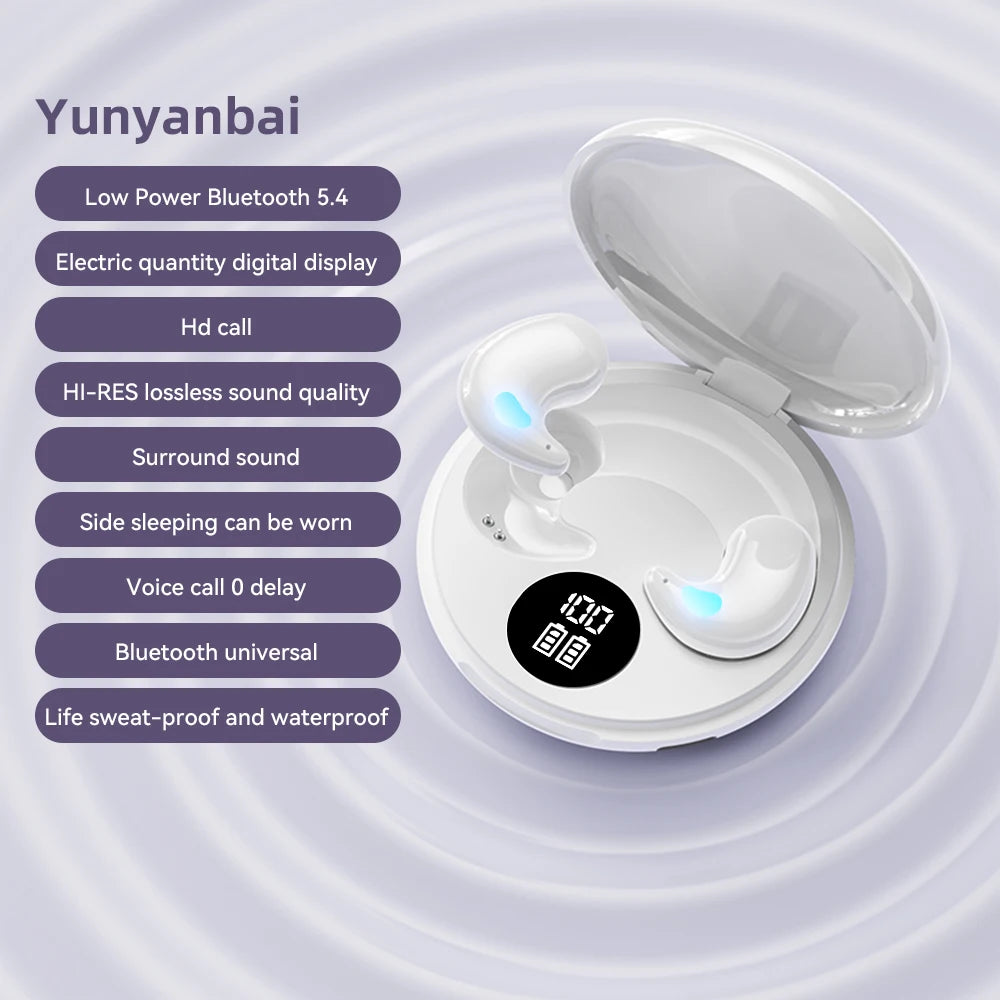 In-Ear Bluetooth Wireless Sleep Headphones Smart LED Display Bluetooth Headset Long Battery Life Gaming Headset For Apple Xiaomi