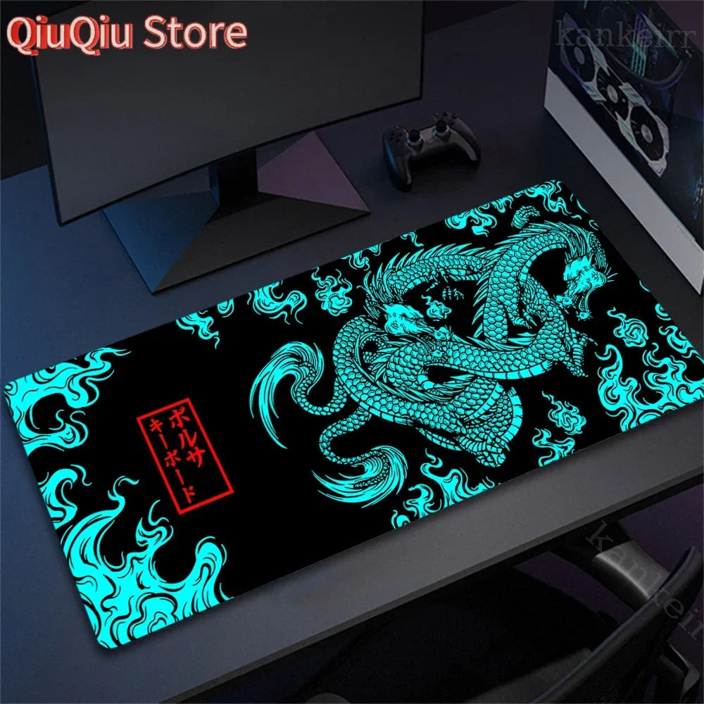 80x30cm Lock Edge Keyboard Pads Large Office Non-Slip Computer Mouse Pad Japanese Art Dragon Deskmat Gamer Custom Home Mousepad
