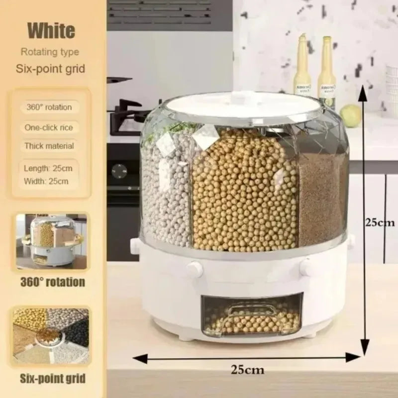 Moisture Proof Rice Bucket Rotating Sealed Grain Bucket Storage Box Practical Storage Box Kitchen Household Kitchen Products