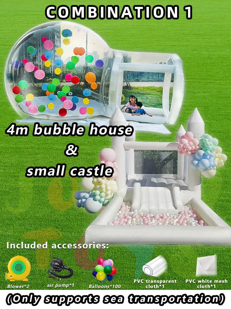 JOLLY TOYS Balloon Inflatable Bubble House with Trampoline and Transparent Dome PVC Material with Blower for Children Birthday