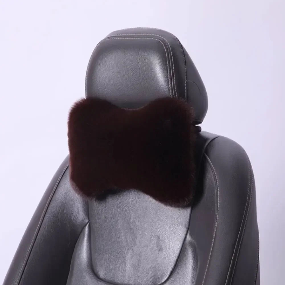 Winter Car Seat Neck Rest Pillow Plush Car Headrest Plush Cushion Warmth and Comfort Universal Lumbar Pillow Support Accessories