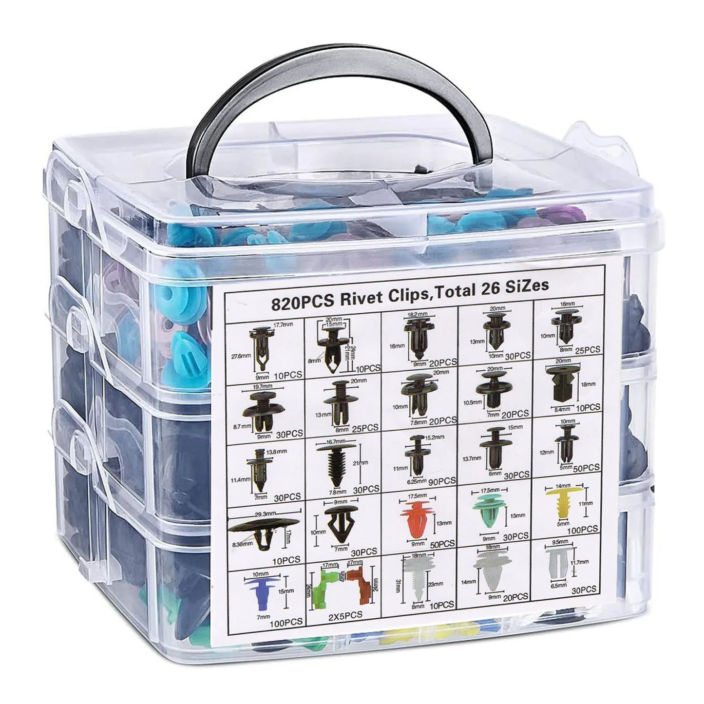 925Pcs -100Pcs Car Clips Kit Bumper Rivets Fasteners Auto Push Type Pin Retainer Trim Kit Bumper Door Trim Panel Clips Repair