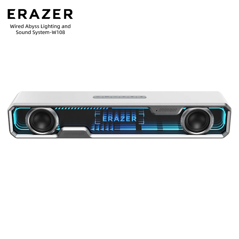 Lenovo Wired Bluetooth Speaker RGB Colorful Abyss light Effect Dual Speakers Dual Bass Diaphragm HIFI Stereo Surround Sound W108