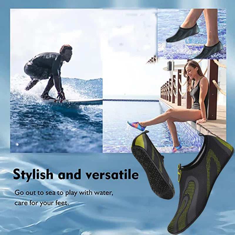 New Beach Shoes Wading Upstream Shoes Non-Slip Water Socks Swimming Shoes Breathable Treadmill Soft Shoes Black Soft Soled