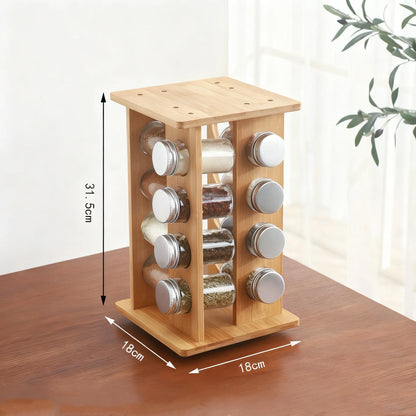 wooden kitchen condiment rack rotatable fragrance finishing rack multi-layer seasoning bottle storage rack
