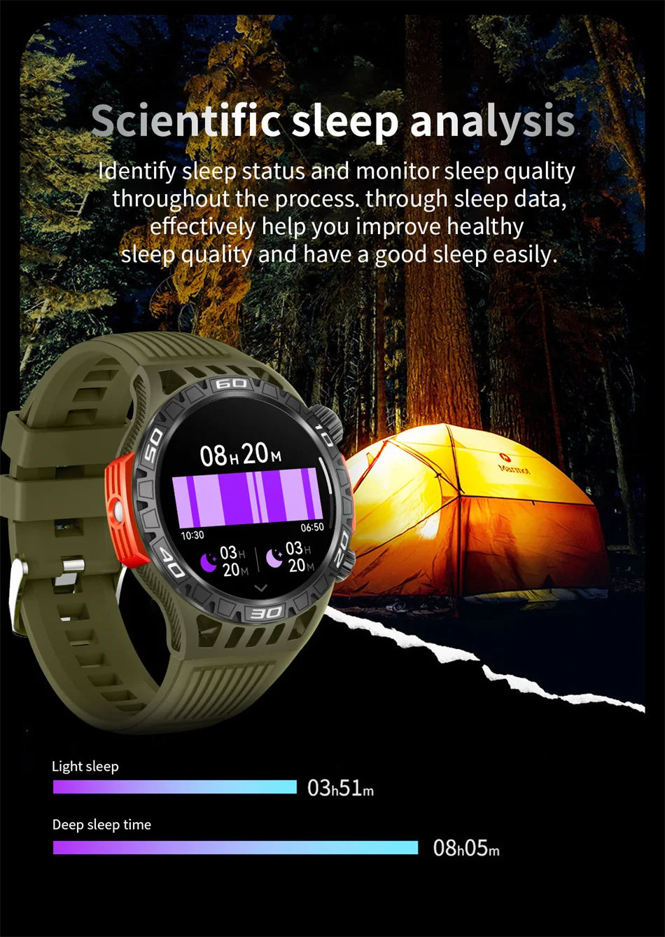 Smart Watch Men With LED Lighting Compass Sports Fitness Tracker Watch IP68 Waterproof Bluetooth Talk SmartWatch For Android IOS