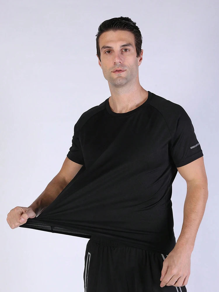 5 PCS Men's Casual Breathable Loose T-shirt, Crew Neck Short-Sleeve Top For Outdoor Gym Running,Quick-drying Sportswear