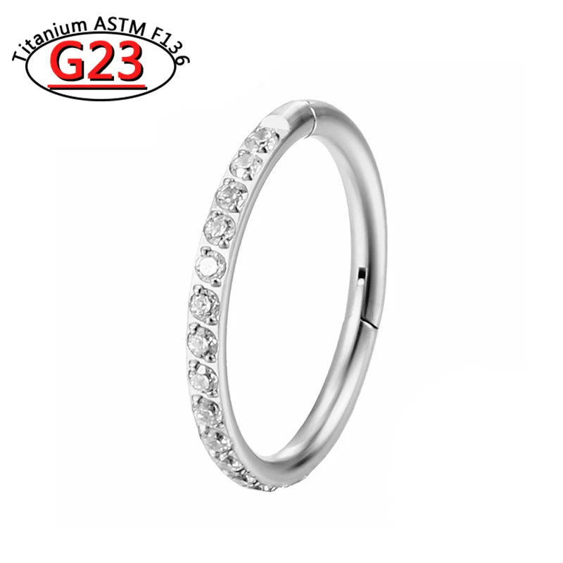 G23 Titanium Piercing Double Layered Triple Stack Hinged Zircon Nose Ring Helix Cartilage CZ Small Cartilage Septum Clicker