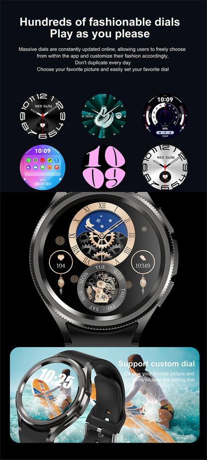 2025 New Smart Watch 6 Classic Smart Watch Fashion Men Sports Fitness Waterproof Heart Rate AMOLED HD Bluetooth Call Smartwatch