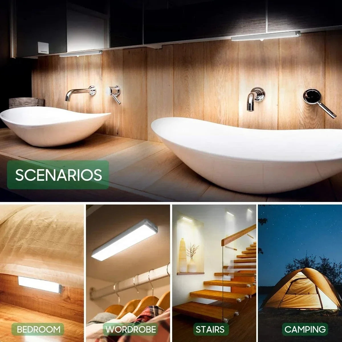 Kitchen Usb Rechargeable Led Lamp LED Night Light With Motion Sensor Cupboard for Cabinets Home and Decoration Lights Wardrobe