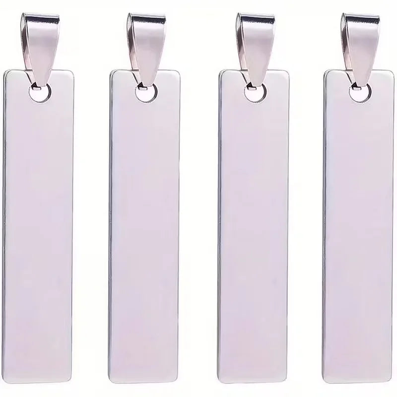 10PCS Blank Rectangle Dog Tag Stainless Steel Pendant Necklace Military Soldiers Metal Stamping Blanks Tags Wholesale