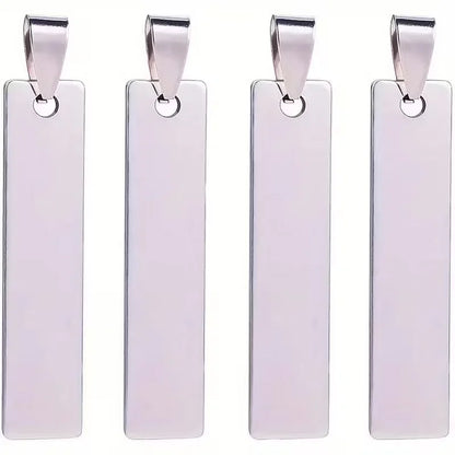 10PCS Blank Rectangle Dog Tag Stainless Steel Pendant Necklace Military Soldiers Metal Stamping Blanks Tags Wholesale