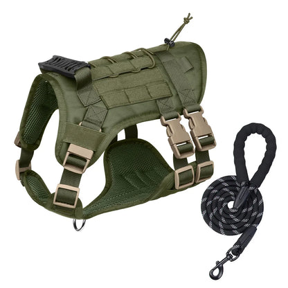 Heavy Duty Tactical Dog Vest Harness New Multi-Function Vest with Handle Leash for Big Dogs Outdoor No-Pull Gear Dog Collar P017
