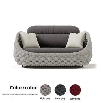 All-Weather Rattan Outdoor Sofa Set Courtyard Combination Double Chair Leisure Terrace Furniture for Villa Balcony Living Room