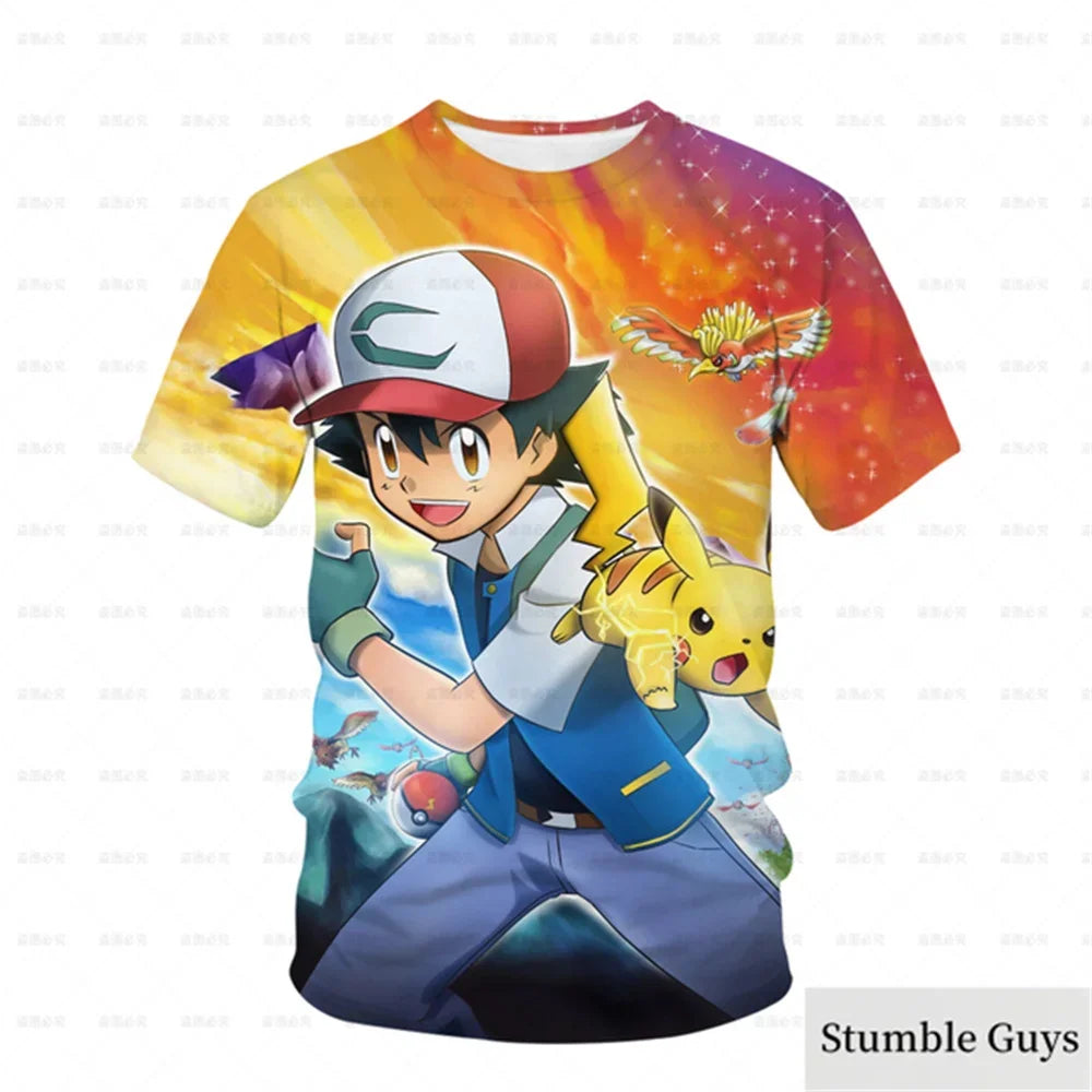 Pokemon 3D T-shirt for Boys and Children T-shirt Pikachu Cartoon Cool T-shirt for Boys and Girls Fashion Men Women Street Tee