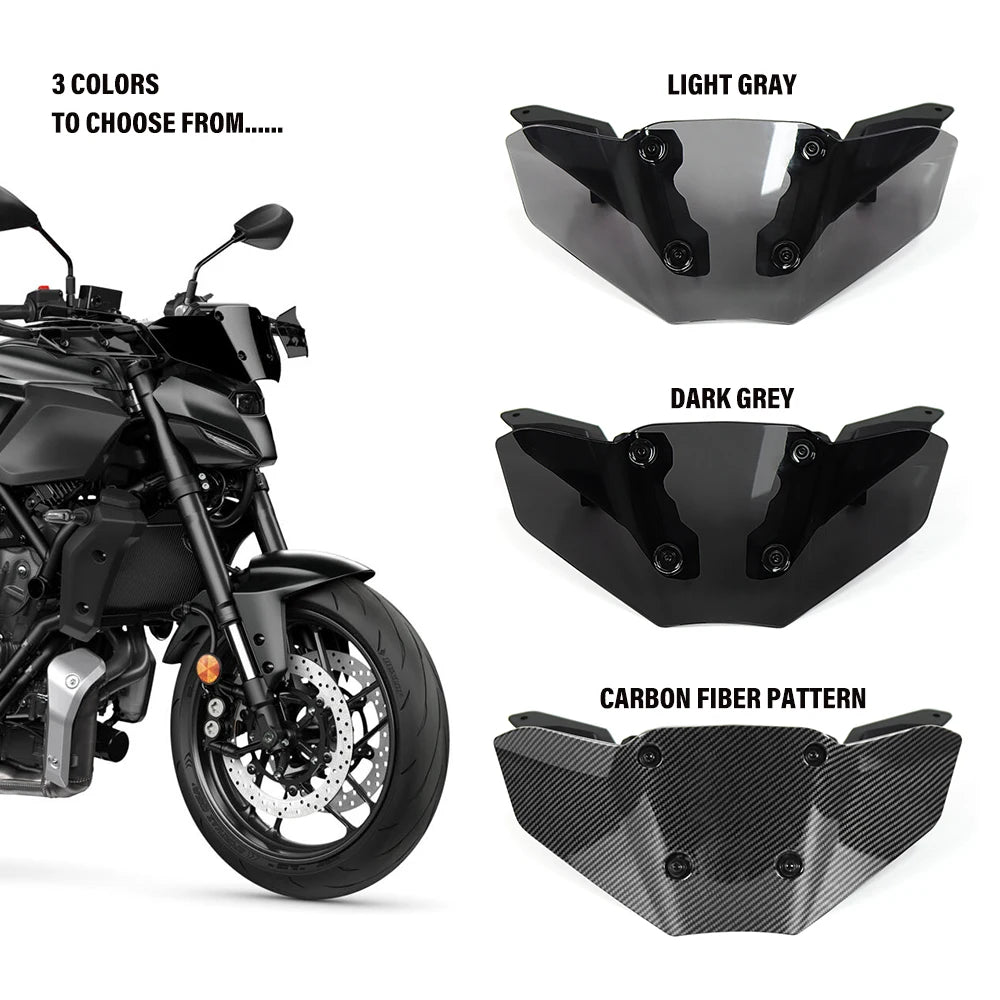 For Yamaha MT-07 MT07 mt-07 2025 2026 New Motorcycle Accessories Fairing Windshield Windproof screen Wind Deflector KIT 3 Styles