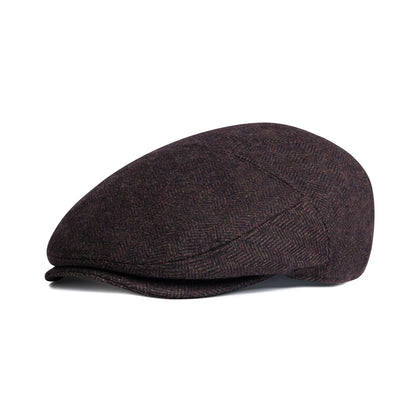 JANGOUL XL/XXL Wool Tweed Newsboy Flat Cap for Men Winter Fashion Ivy Cap Gatsby Golf Hat Satin Lined