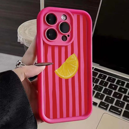 Lemon Cool Stripe Pattern Phone Case for iPhone 17 16 Pro Max 15 14 13 12 11 XS X XR 7 8 Plus SE 2022 17Air 16E Shockproof Cover