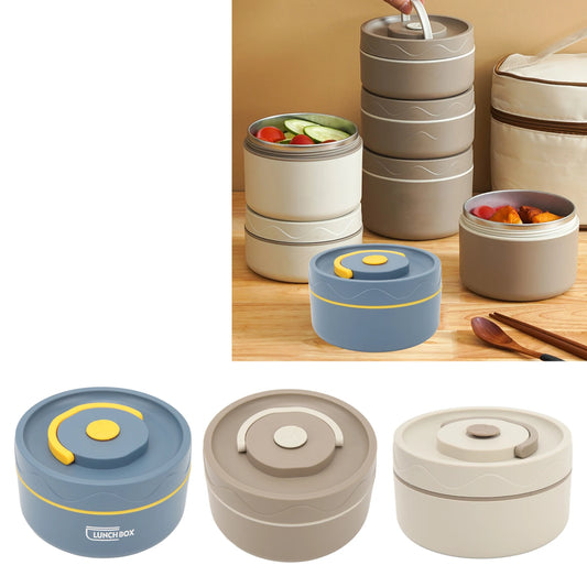 440ML Thermal Cooking Pot 304 Stainless Steel Double Layer Portable Round Shape Thermal Lunch Container Insulated Food Container