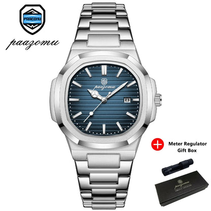 PAAZOMU Top Luxury Brand Man Watch Sports Waterproof Luminous Date Men Wristwatch Square Dial Quartz Men's Watches High Quality