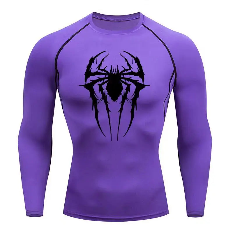 Casual Anime Print Running Compression T-Shirt Men Quick-Drying Fitness Sportswear Gym Sports Long Sleeve Breathable Top S-3XL