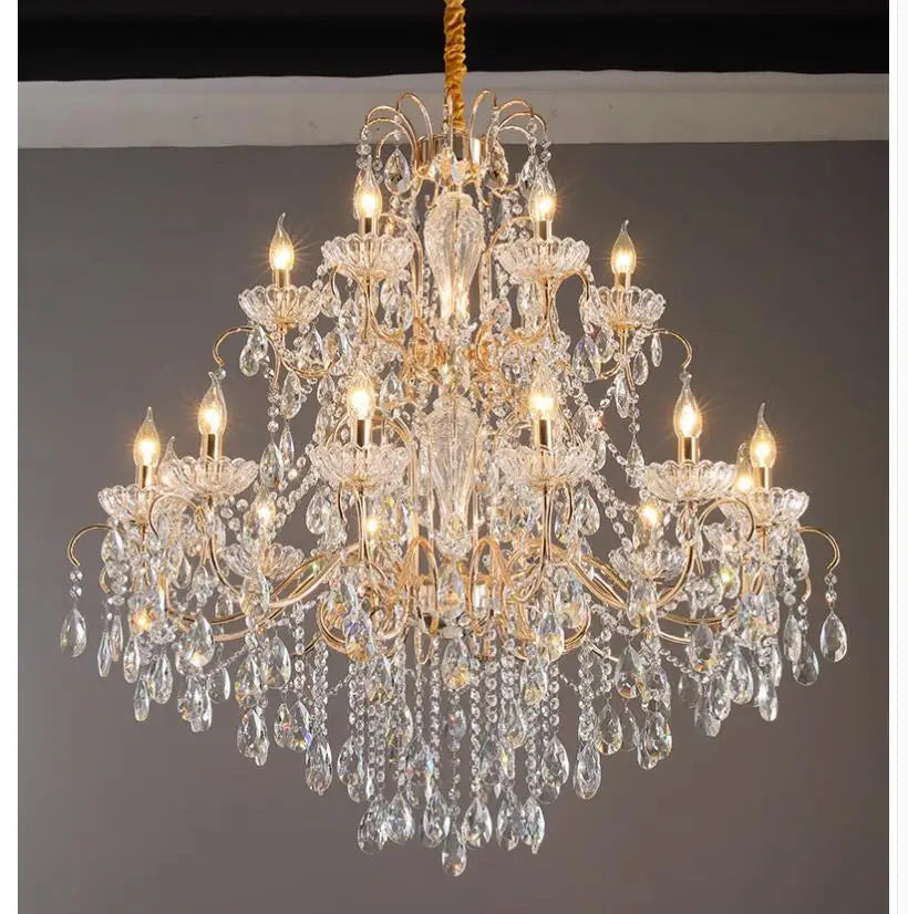 Modern Crystal Chandelier Hanging Light Candle Style Crystal Lighting Living Room Bedroom Lobby Lustres Fixtures Home Decoration