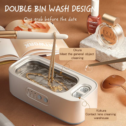 Pink Upgrade Ultrasonic Cleaner 48Khz High Frequency Jewelry Glasses Contact Lens Cleaning Machine - Home Health Care