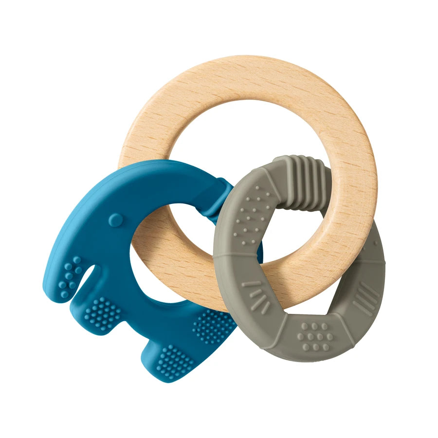 1PC Silicone Teether Baby Toy Elephant Shape Wooden Teether Ring Kid Gift BPA Free Children Goods Kid Teething Chewing Toy