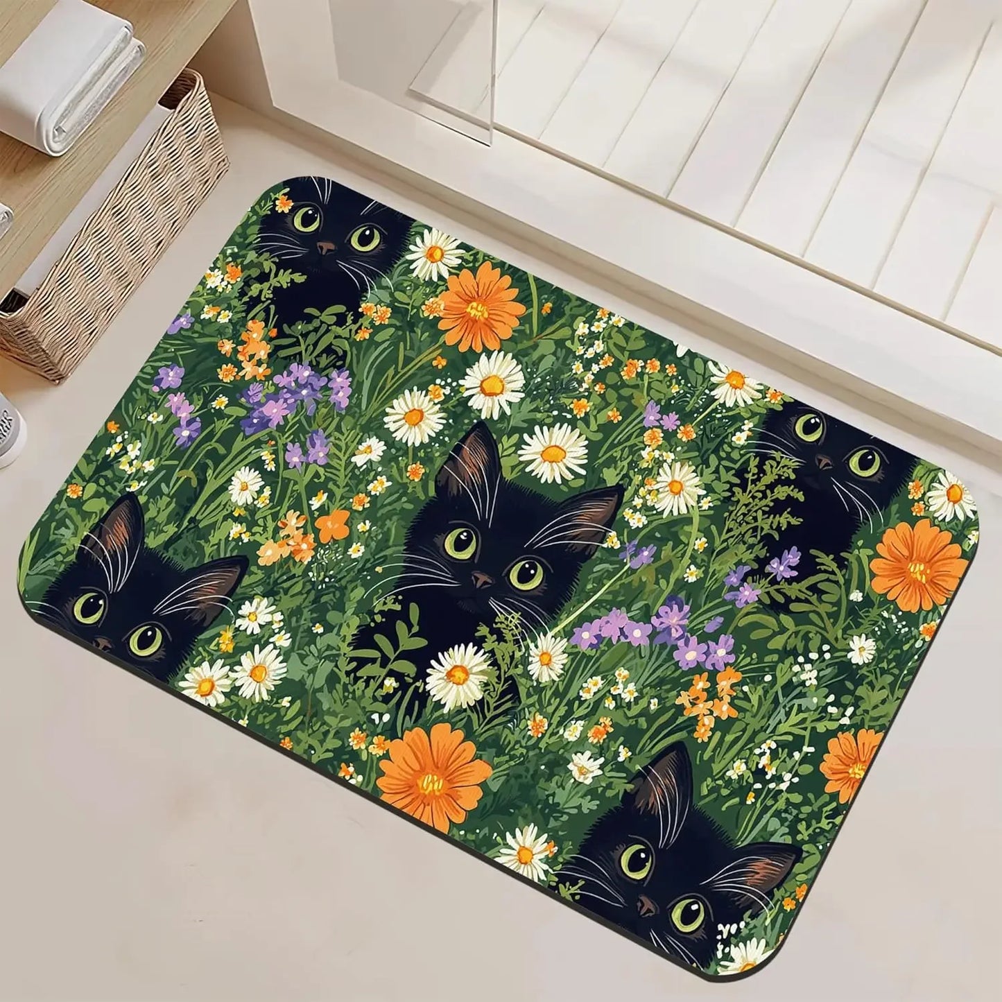 Black Cat Flower Bear Dwarf Door Mat Octopus Mermaid Maple Leaf Carpet Living Room Bedroom Bathroom Decorative Area Carpet