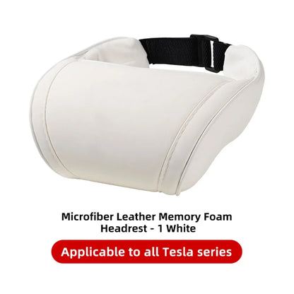 KJOY Seat Headrest Travel Rest Neck Pillow PU Leather Neck Pillow Memory Foam Pillows Car Accessories  used for Tesla Model3/Y/X