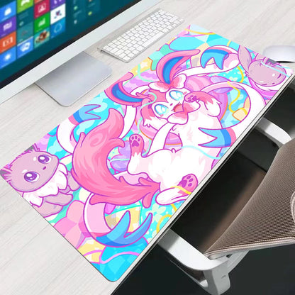 Mouse Pad Computer Speed Type Varpet Mat For E-sports Players Lock Edge Keyboard Pad Mousepad P-Pokemons Eevee Office Desk Mat