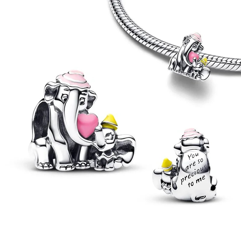 Disney Plata De Ley 925 Silver Charm Monster Activity Flowers Pendant Beads Original Women Bracelets Bangles DIY Jewelry Gift