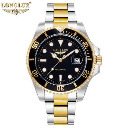 Men automatic watch business waterproof mechanical watches luxury stainless steel day date mens watch man gift