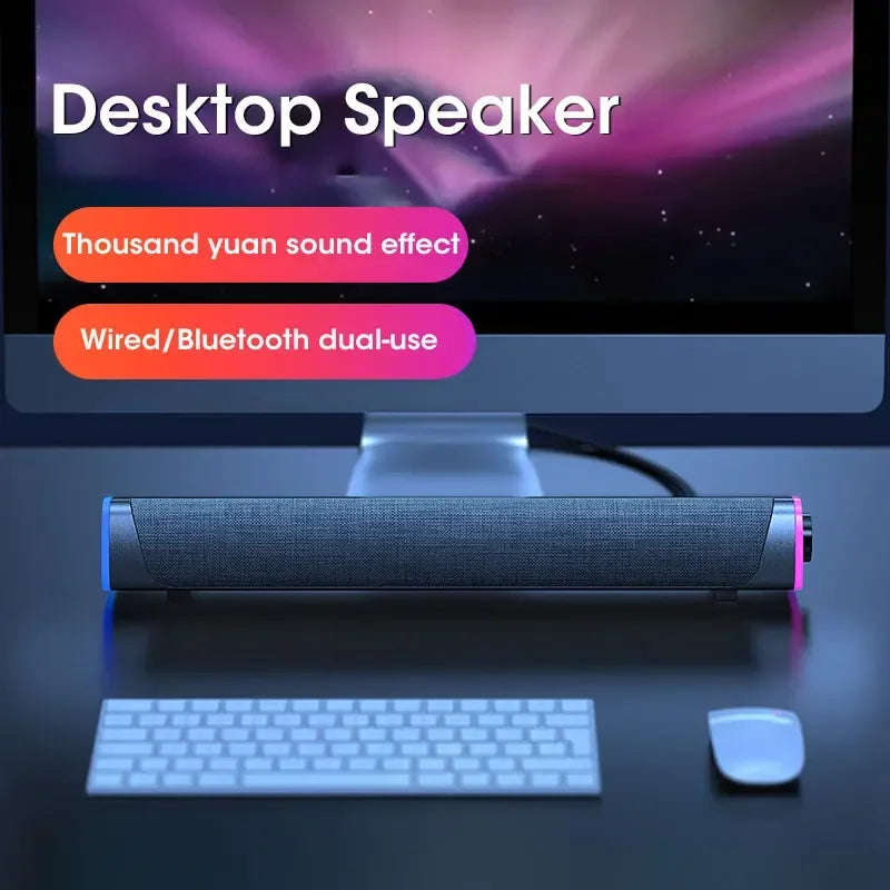 2.1 Channel Soundbar with Subwoofer, Bluetooth 5.0 Speaker System for TV/PC, USB Powered Stereo Bass HD Audio for Laptop/Macbook