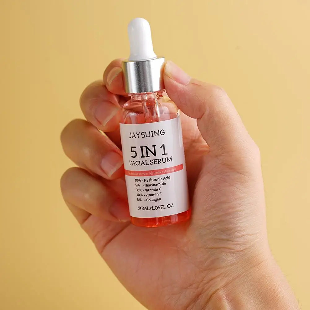 5-in-1 Face Serum 30ml - Moisturizing, Whitening, Anti-Wrinkle, Anti-Aging, Vitamin C & Hyaluronic Acid for Pore Minimizing