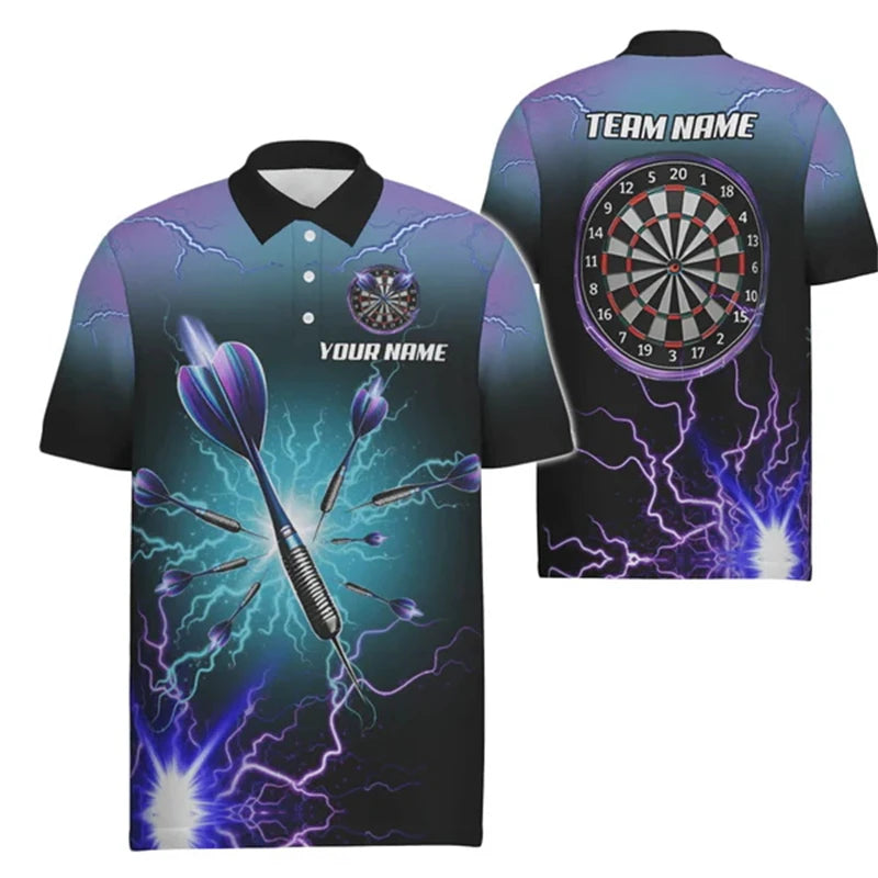 Cool 3D Personalized Orange Darts Board Flame Men Dart Polo Shirt Custom Team League Dart Jerseys Uniform Gift For Darts Lovers